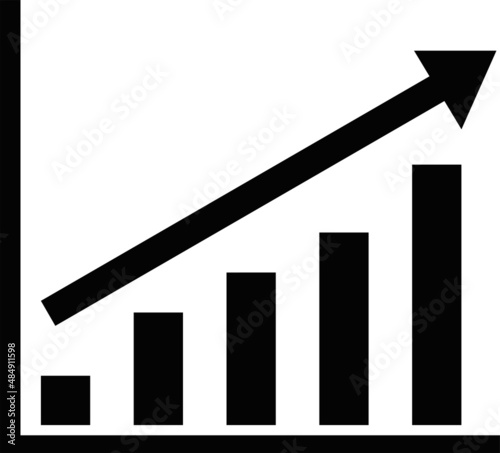Vector illustration of the icon black color silhouette of a bar graph with an upward trend