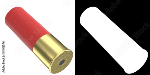 3D rendering illustration of a shotgun shell cartridge