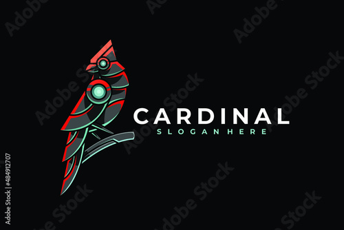 Modern Mecha Robotic Cardinal Logo Design Template
