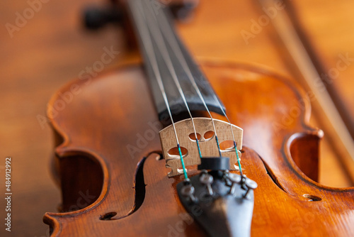 Fragment of a violin close-up