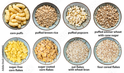 set of various precooked grains in bowl with names