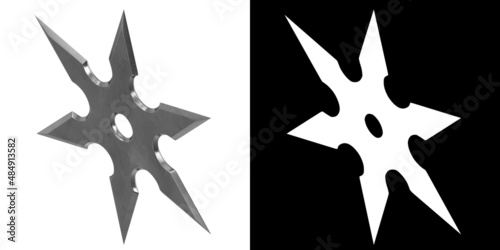 3D rendering illustration of a shuriken ninja star 