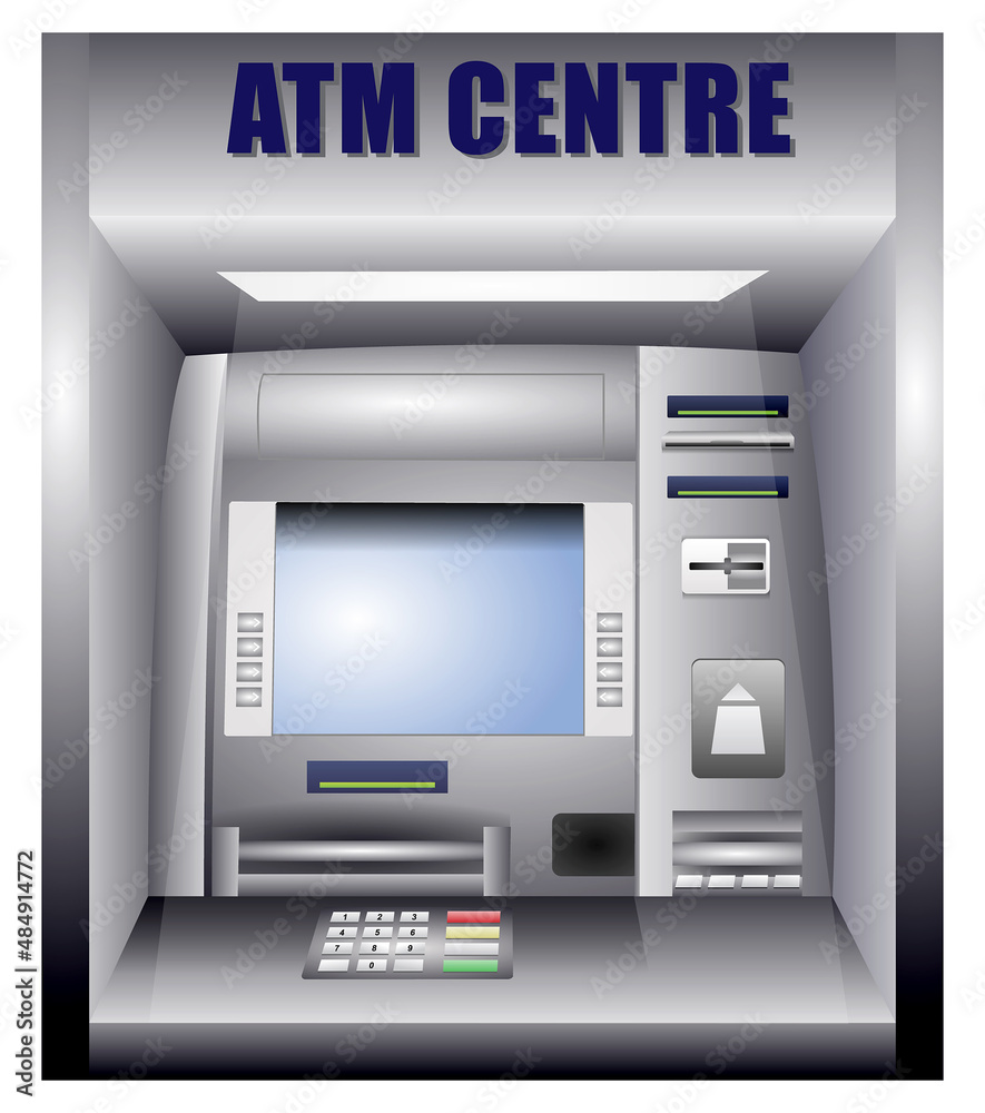 Realistic Illustration of a ATM Machine, atm
bank cash machine with screen, Keypad for debit
or credit card.
Realistic Illustration of a ATM Machine, atm
bank cash machine with screen, Keypad for debit
or credit card.