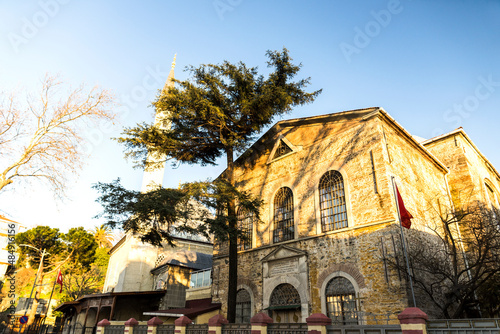 A perspective view of Surp Krikor Lusavoric Armenian Church and Kuzguncuk Mosque in Kuzguncuk. Kuzguncuk is a neighborhood in the Uskudar district in Istanbul. photo