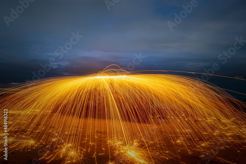 Beautiful sky and wave flow on the beach
