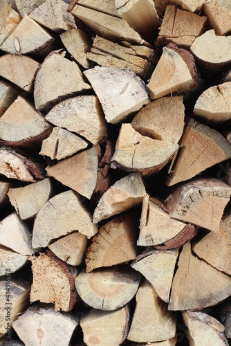 Stack of firewood full frame