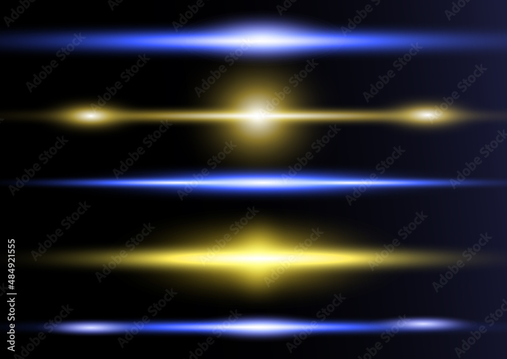 yellow blue special effect, horizontal line light