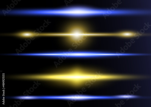 yellow blue special effect, horizontal line light