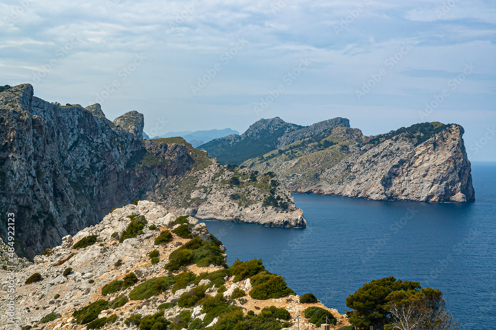 View of the Mediterranean Sea from the cliffs of the Balearic island of Mallorca