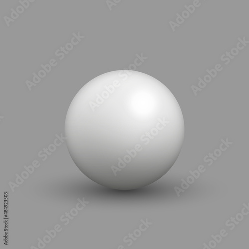 Vector realistic white blank sphere on grey background