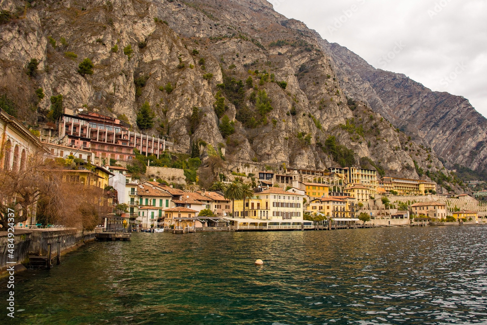 The north east Italy town of Limone sul Garda on the shore of Lake Garda in the Lombardy region of Italy
