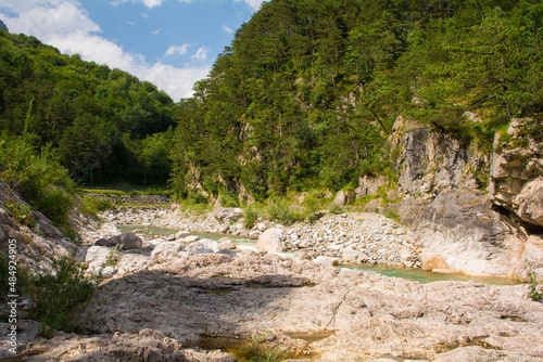 The Torrente Aupa river in the Moggio Udinese municipality of Udine province, Friuli-Venezia Giulia, north east Italy. July
 photo