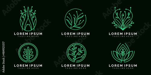 Set of nature holistic logo design