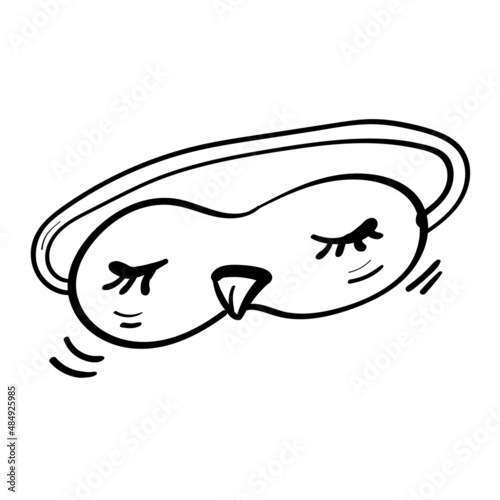 Sleep mask with owl in hand drawn style. Vector illustration