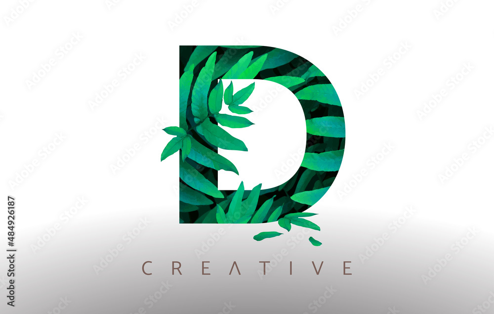 Botanical Green Eco Leaf Letter D Logo Design Icon made from Green ...