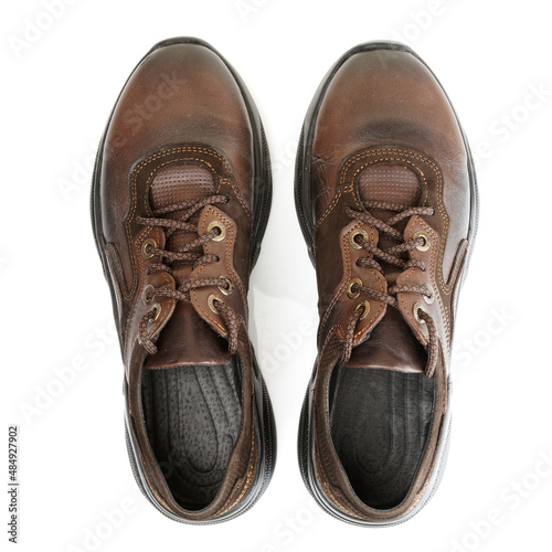 Pair of brown leather walking shoes