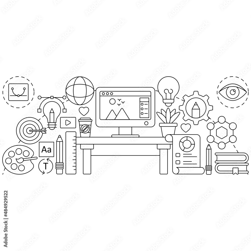 A unique design illustration of design studio A unique design illustration of design studio