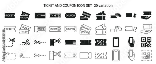 Ticket and coupon icon set photo