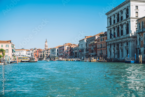 Italian landscape of ancient buildings for visiting during summer vacations and exploring European scenery, historical architecture located near Grand Canal waters in Venice - romantic city © BullRun