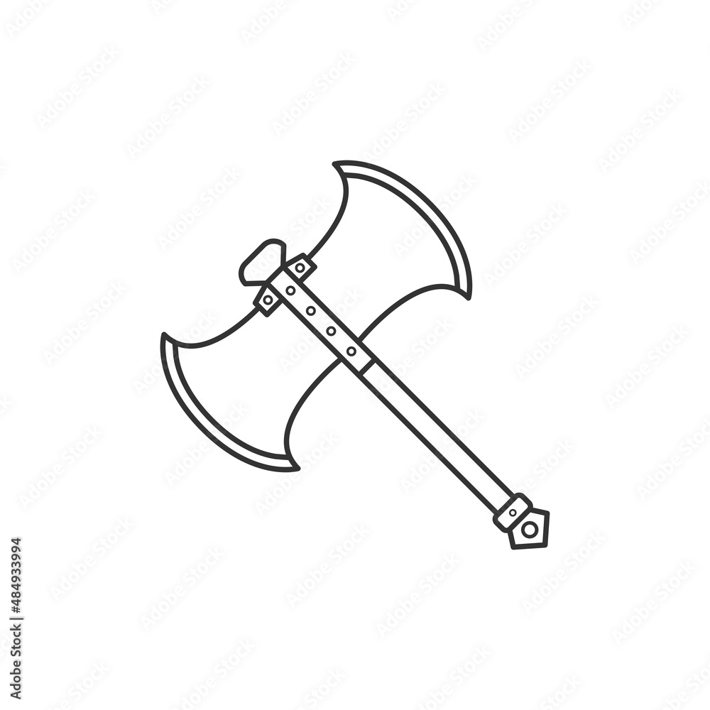 Viking Battle Axe Outline Icon Illustration on White Background Viking Battle Axe Outline Icon Illustration on White Background
