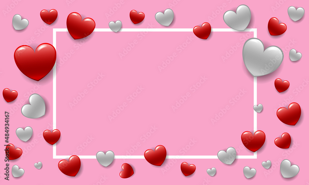 Happy valentine's day 3D white paper blank space on pink design holiday festival celebration background vector