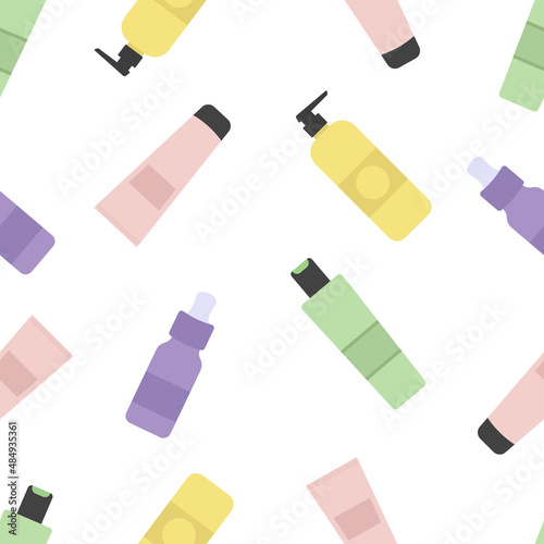 Seamless pattern of hair care products.