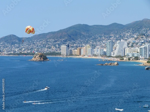 view from the beach, Acapulco bay, Mexico photo