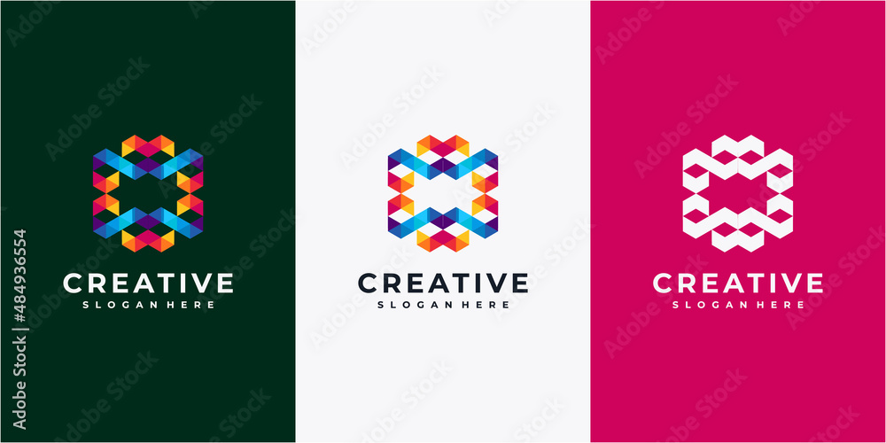 Abstract colorful geometric logo design inspirations