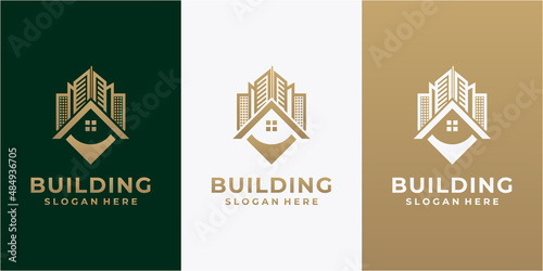 Architecture real estate logo elegant simple line art logo design template
