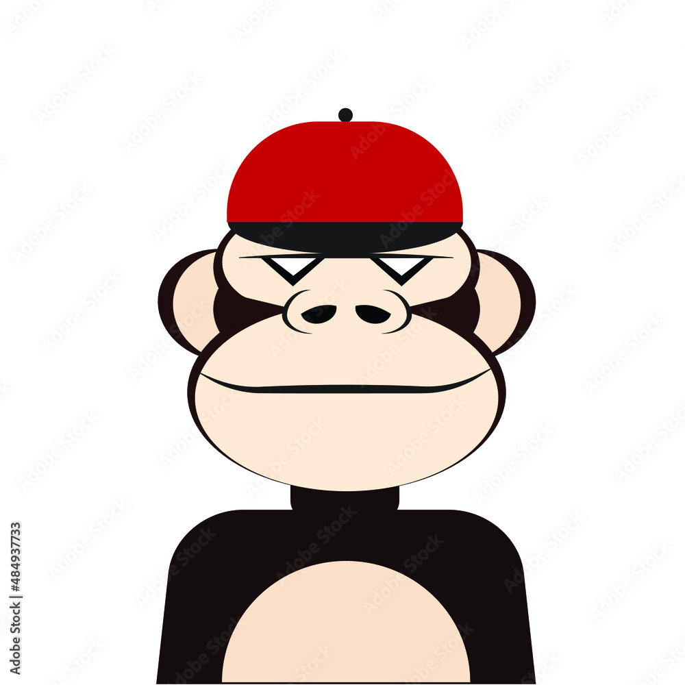 Fototapeta premium Simple illustration ape wearing cap for non fungible token concept