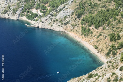 Biokovo moutains comming together with the sea near Baska Voda and Brela, Croatia