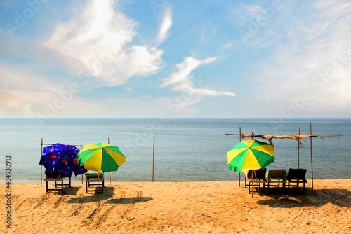 Beach loungers at Baga beach GOA, India.