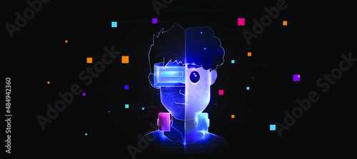 this is metaverse and futuristic technology and Augmented reality , Virtual reality and earth ,text metaverse and fixed reality 