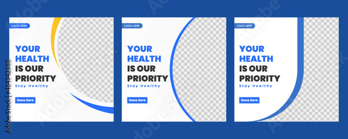 Medical healthcare service social media post template design. Hospital, doctor, clinic and dentist health business promotion flyer poster.