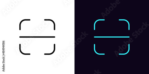 Outline scan icon, with editable stroke. Universal scanner template, recognition system pictogram