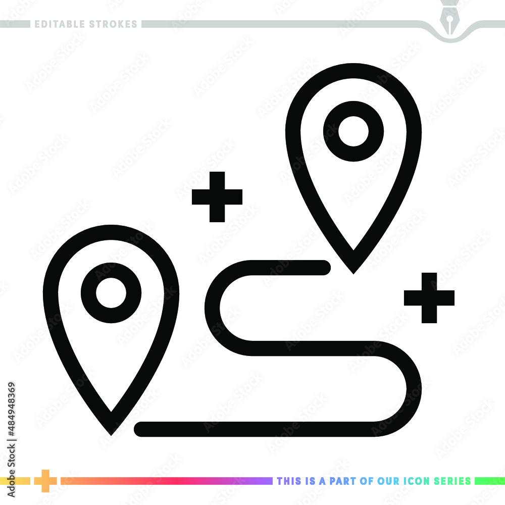 Line icon for transport route illustrations with editable strokes. This vector graphic has customizable stroke width. Line icon for transport route illustrations with editable strokes. This vector graphic has customizable stroke width.