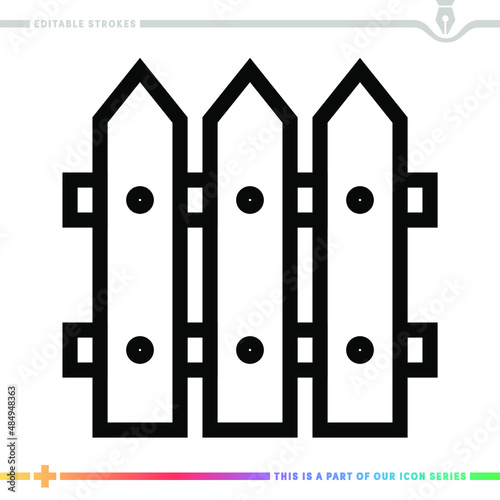 Line icon for protection fence illustrations with editable strokes. This vector graphic has customizable stroke width.