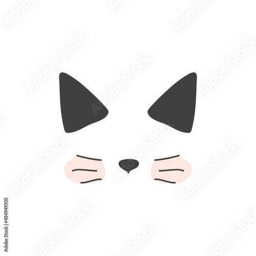 Cats mask for social media, social network, isolated cute doodle. Cat sketch character handmade to Print T-shirts. kids animals. Funny stylish muzzle isolated Pets. vector illustration