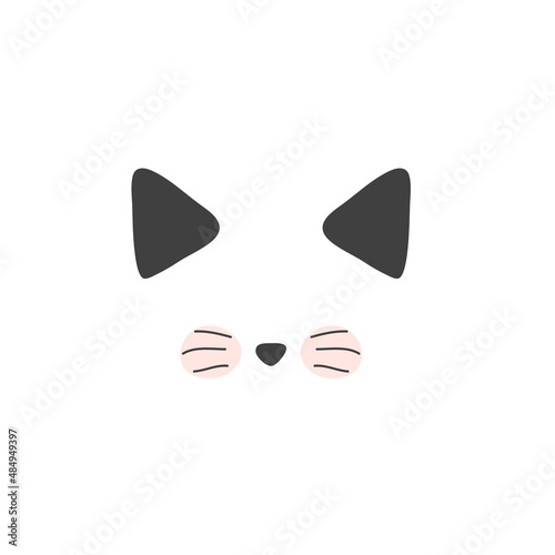 Cats mask for social media, social network, isolated cute doodle. Cat sketch character handmade to Print T-shirts. kids animals. Funny stylish muzzle isolated Pets. vector illustration