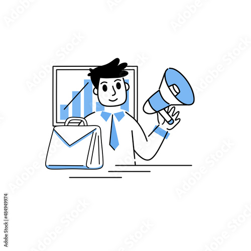 Businessman and business graphics. Investment and trading. Concept of exchange. Happy successful man. Male manager. Outline Stock Trading. Economic strategy and analysis