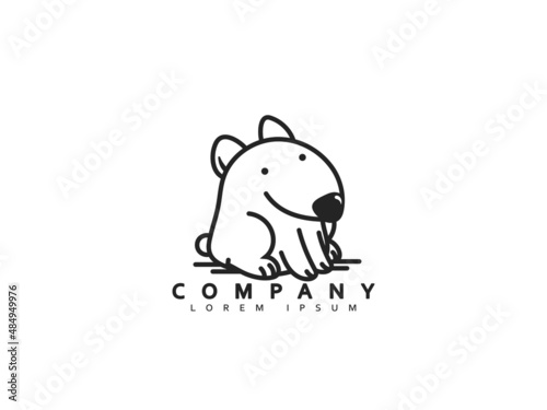 Fototapeta Naklejka Na Ścianę i Meble -  Funny dog icon. Linear drawing style logo, emblem. Home pet happy dog. Vector illustration