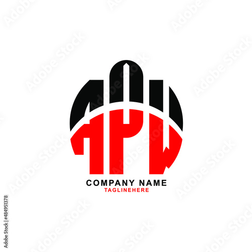 APW letter design. APW letter logo design with white background. APW creative letter logo with two colors.
 photo