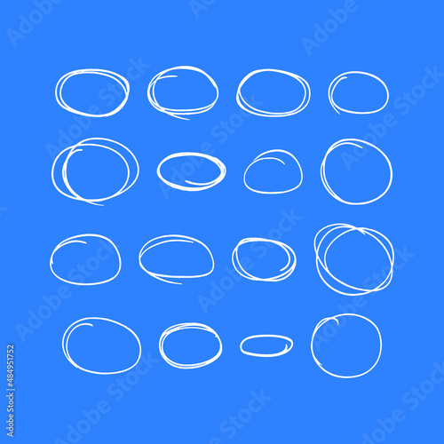 Set of red hand drawn elements for selecting text, Sketch oval. Vector illustration
