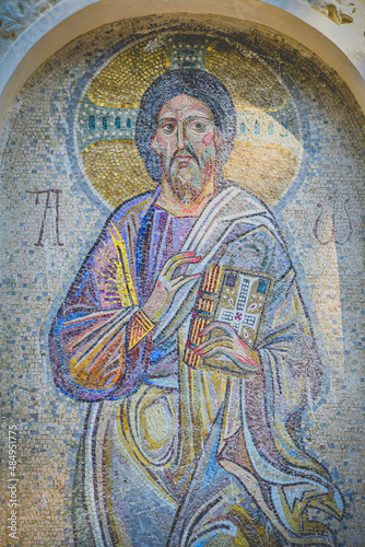 Mosaic on the wall of the male cave monastery