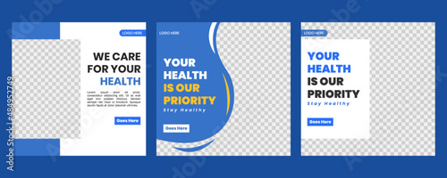 Medical healthcare service social media post template design. Hospital, doctor, clinic and dentist health business promotion flyer poster.