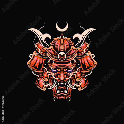 devil samurai illustration vector design