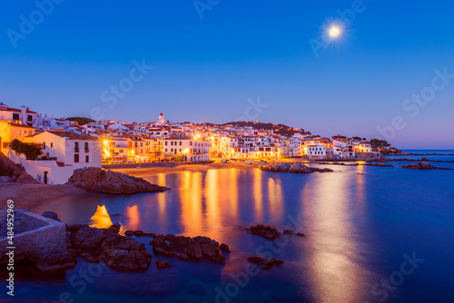 Obraz na płótnie Village of Calella de Palafrugell in Catalonia Spain at dusk w salonie