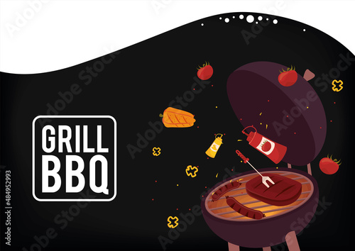 grill bbq lettering with oven