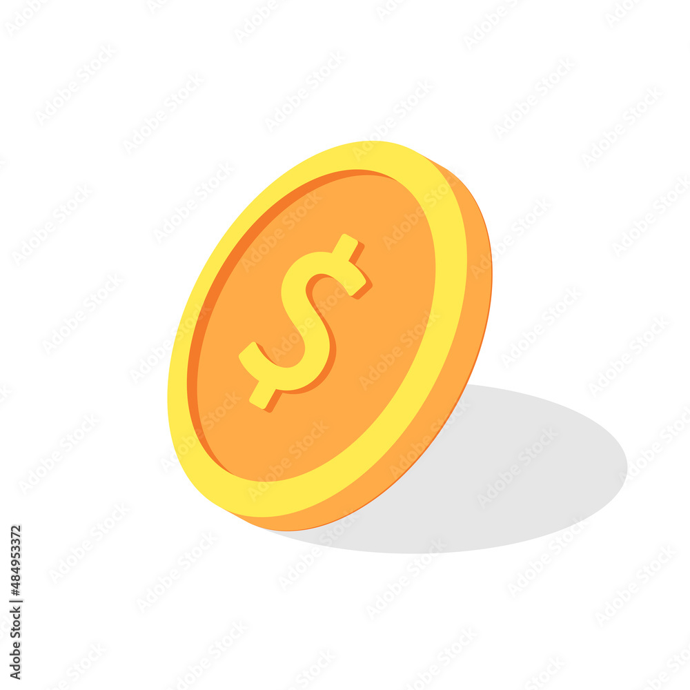 Coin logo design. Coin cartoon vector on white background. Coin logo design. Coin cartoon vector on white background.