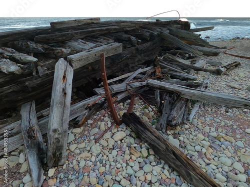 wooden boat destroyed photo